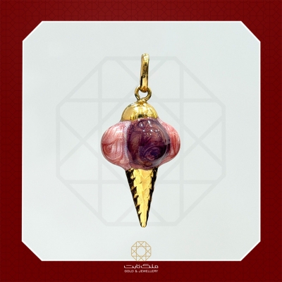 آویز گردنبند طلا بستنی قیفی کد 2991