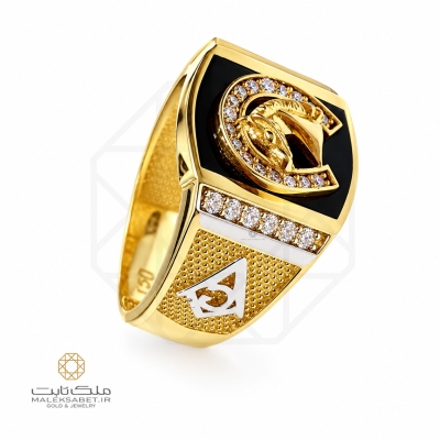 انگشتر طلا مردانه طرح اسب کد 1454