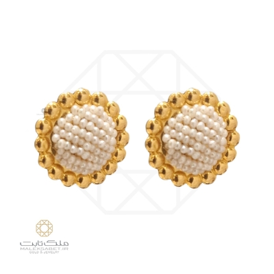 گوشواره طلا دایره مروارید 20 عیار کد 2856