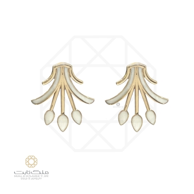 گوشواره طلا افسون مینا سفید کد 3171