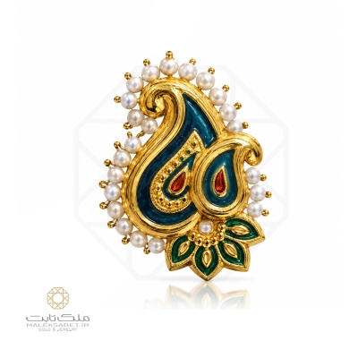 آویز گردنبند طلا ترمه سبز کد 3199