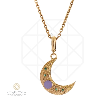 آویز گردنبند طلا ماه میناکاری کد 2862