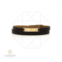 دستبند طلا چرم مردانه لیزر کات کد 339