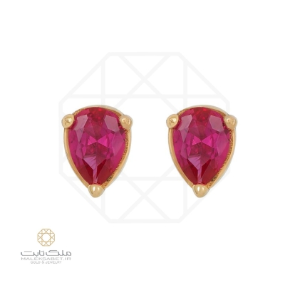 گوشواره میخی طلا نگین قرمز کد 492