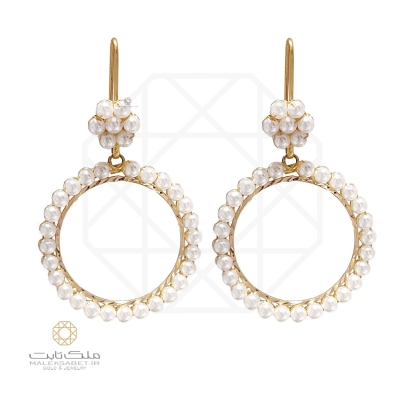 گوشواره طلا دایره ای مروارید کد 2827